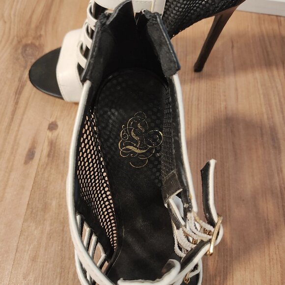 Black and White Mesh High Heels - Sz 8.5 - Picture 6 of 8